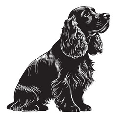 black cockerspaniel Silhouette Vector, High Quality Illustration on White Background