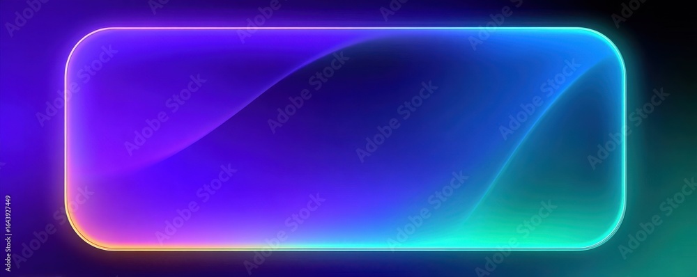 Poster geometric frame with colorful gradient glowing border and dark background