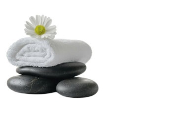 Black stack stones and white tow on transparent background, png