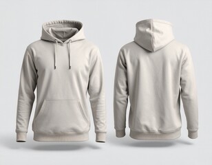 Blank Beige Hoodie Mockup Front and Back Views - Perfect for Design Presentations