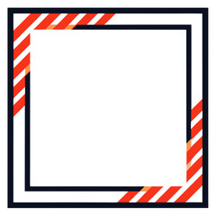 Modern geometric border with red and white diagonal stripes
