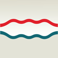 Abstract red and teal waves on cream background