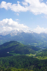 The view of Hoher Goell mountain opening from the Untersberg, the Berchtesgadener Alps