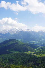 Fototapeta premium The view of Hoher Goell mountain opening from the Untersberg, the Berchtesgadener Alps