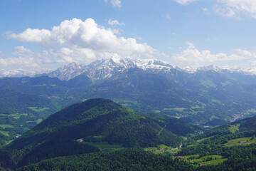 The view of Hoher Goell mountain opening from the Untersberg, the Berchtesgadener Alps
