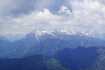 The view of Hoher Goell mountain opening from the Untersberg, the Berchtesgadener Alps