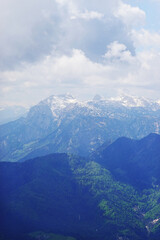 The view of Hoher Goell mountain opening from the Untersberg, the Berchtesgadener Alps