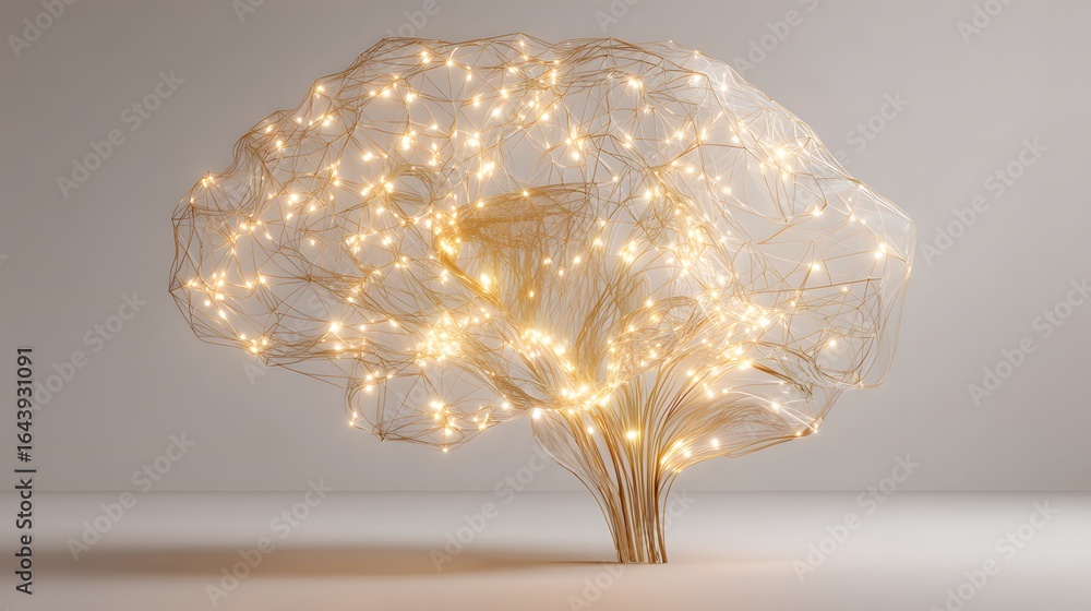 Poster abstract representation of a brain network with glowing connections.