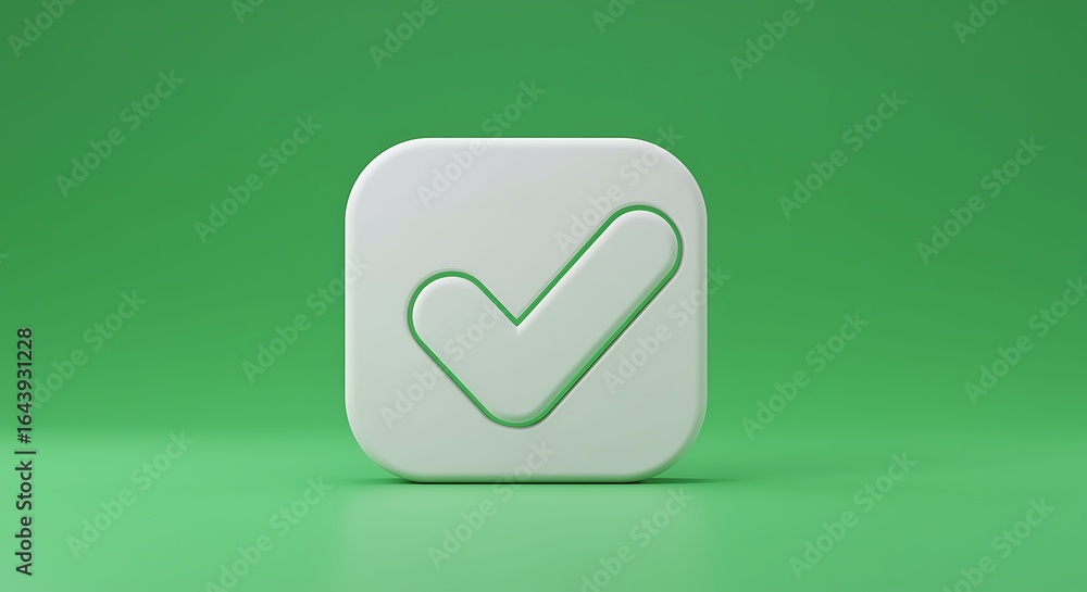 Aufkleber white check mark symbol on a green background perfect for approval and task completion visualization