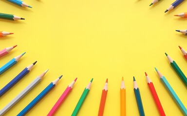 education and back to school concept. stationery over yellow background. top view, flat lay. High quality