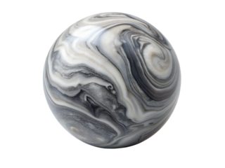 Marble sphere with swirling pattern isolated on transparent background