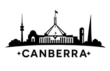 canberra city black silhouettes or vector illustration 