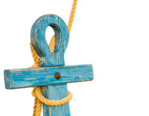 Firefly_3D illustration of a verified email envelope icon - Firefly_Blue wooden anchor with rope detail  (3)