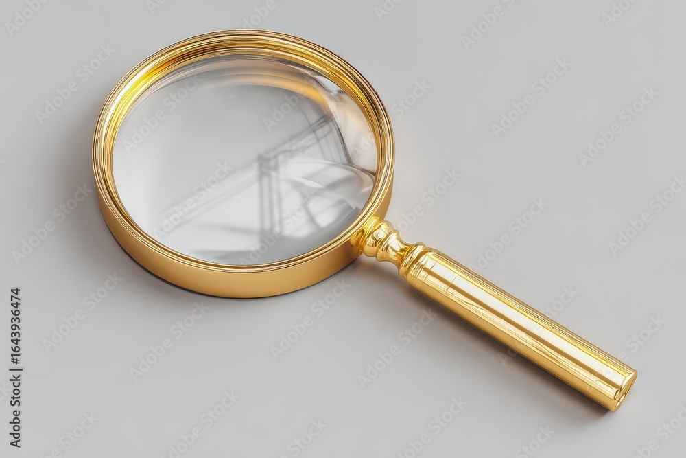 Aufkleber magnifying glass resting on a smooth surface showcasing a delicate design and a reflection of object