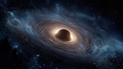 Naklejka premium Black Hole Devouring Stars in Deep Space with Cosmic Elements