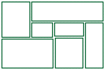 Postage stamp set. Mockup postage stamps. Blank postage stamps. Isolated vector elements for postcard template, decoration, photo mask or text box. eps 10