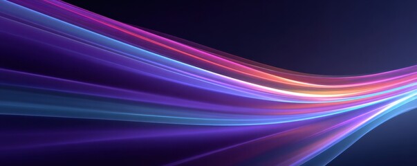 Vibrant abstract waves with hues of purple, blue, and pink on dark background