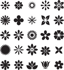 set of black and white flowers