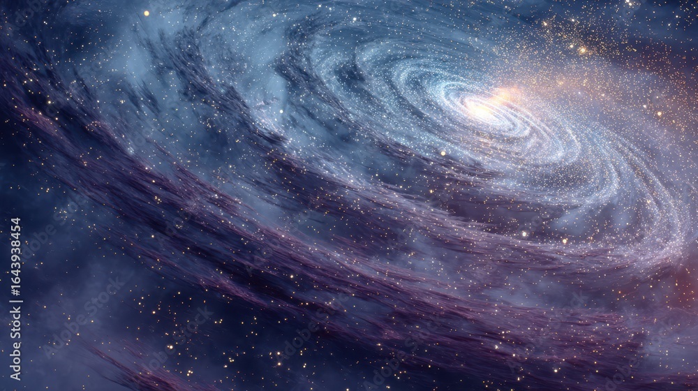 Poster swirling celestial chaos in deep space with colorful dust patterns