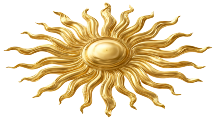 Golden Sun Emblem with Flowing Rays