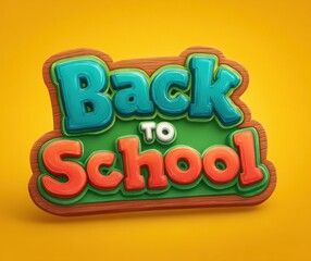 Fototapeta premium Colorful back to school design with cartoon text and fun education icons