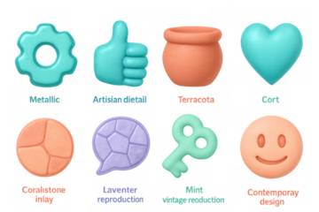 Colorful 3d icons with pastel clay texture for modern graphic design