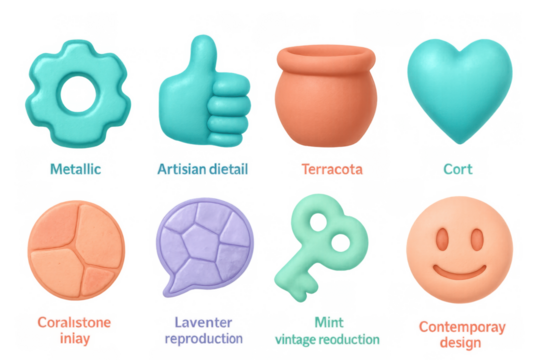 Colorful 3d icons with pastel clay texture for modern graphic design - Powered by Adobe