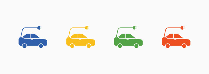 Electric Car Icon Set Color Multiple Style Collection