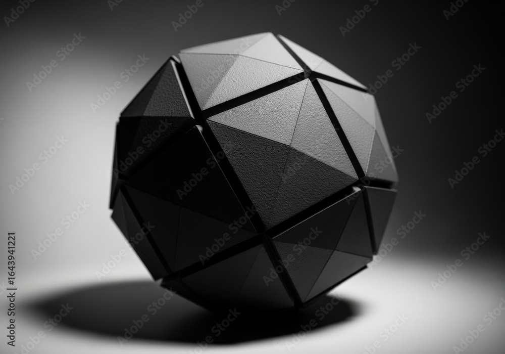 Aufkleber a monochromatic, complex, geometric figure with sharp lines and multiple facets, casting a dramatic 