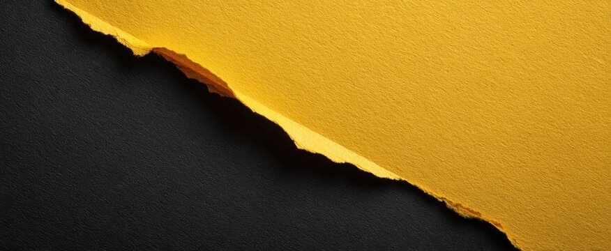 The Striking Contrast of Torn Yellow Paper Against a Dark Background