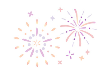 Pastel fireworks with sparkles decorative illustration