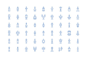 Vector art of assortment of candle holders, candelabras, and lanterns, isolated