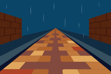 Rainy Cobblestone Street