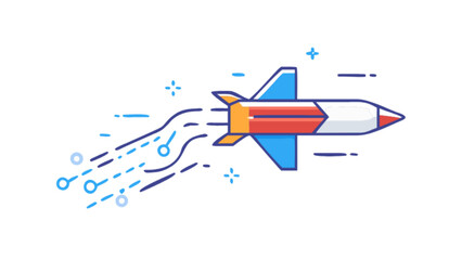 Rocket ship launch vector illustration for startup business and technology company design concept art