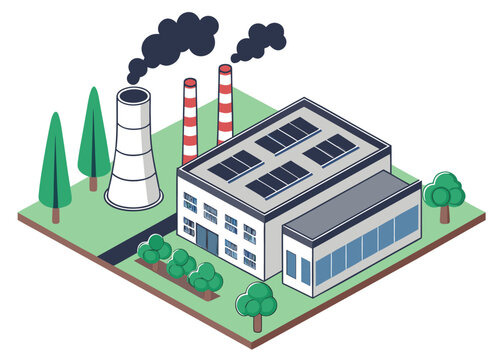 Industrial carbon capture station, shown in isometric view, converting CO2 to O2 for carbon credit applications.