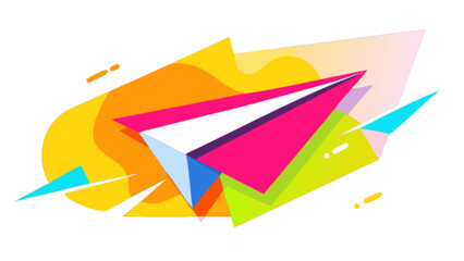 Paper airplane vector graphic design illustration with colorful abstract background for creative projects