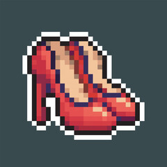 Obraz premium red heels with outline in pixel art style and isolated background