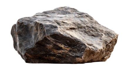 Large Grey Stone with Natural Texture Isolated on White