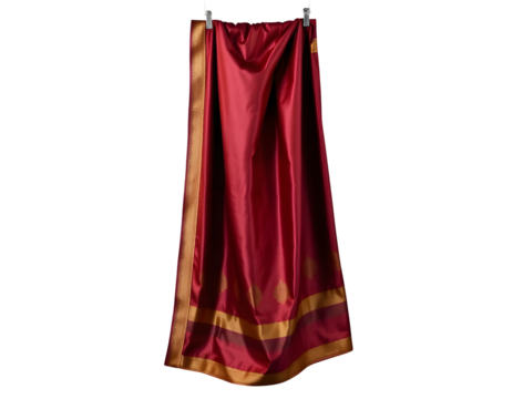 Elegant Red Fabric Drape Hanging with Gold Trim