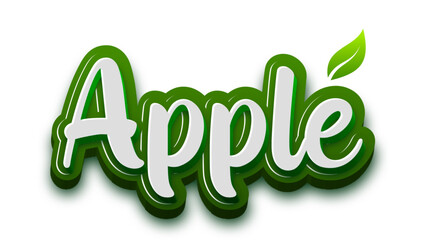 3D Apple text with green leaf design