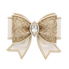 Obraz premium **Bow brooch in professional product photography style, clean white background with copy space** 