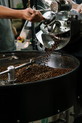 Coffee Roaster Machine with Freshly Roasted Coffee Beans