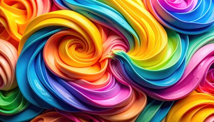 Colorful Swirling Patterns of Vibrant Play-Dough in Rainbow Hues