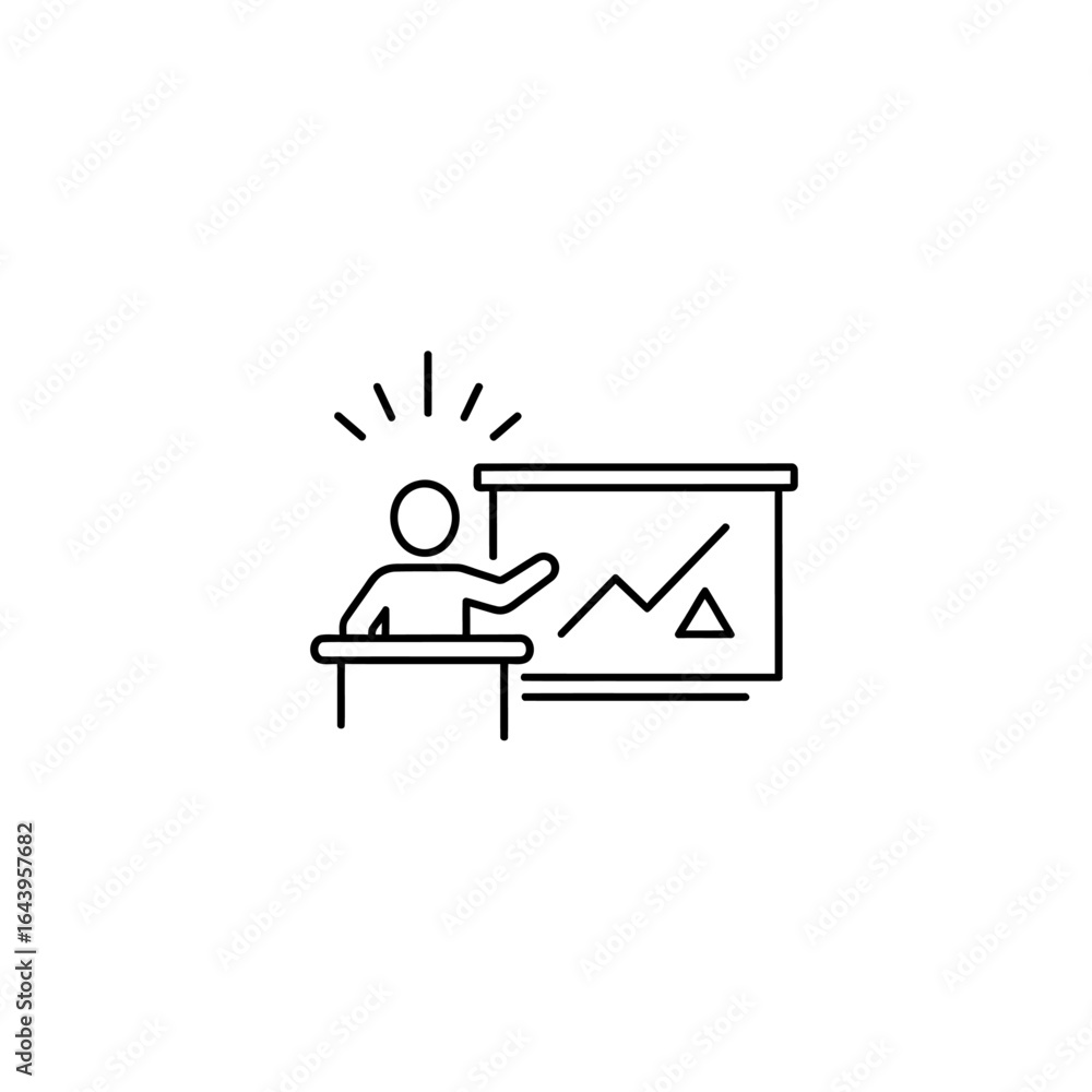 Poster vector art of person giving a presentation with a chart isolated on white background