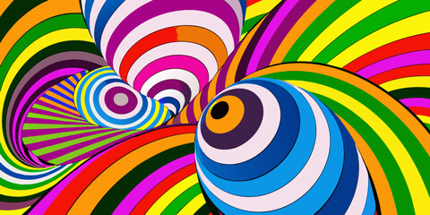 Abstract colorful swirl with circles pattern design