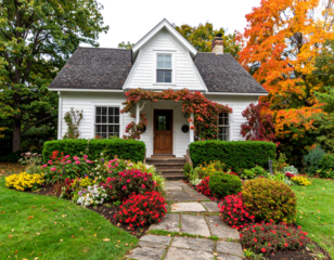 Firefly_3D illustration of a verified email envelope icon - Firefly_Charming white house with landscaped garden