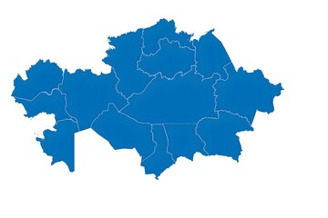 Fototapeta premium Kazakhstan Political Map with Regions Isolated White Background