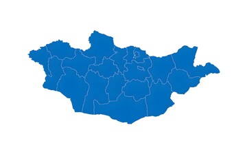 Fototapeta premium Mongolia Political Map Blue Aimag Provinces White Background