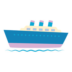 ocean ship isolated, flat style