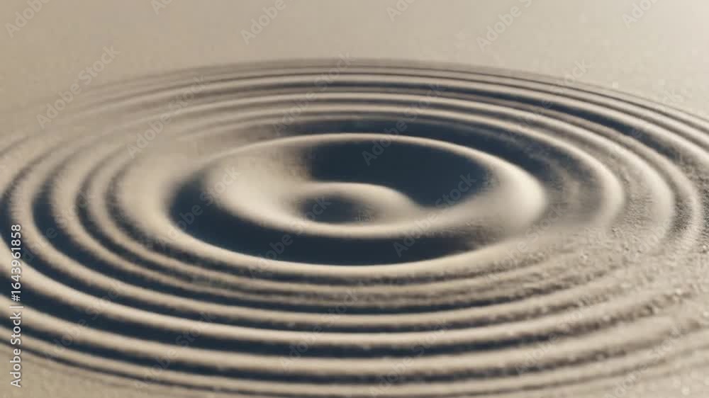 Poster concentric ripples in sand creating abstract wave pattern with smooth surface and neutral beige tone